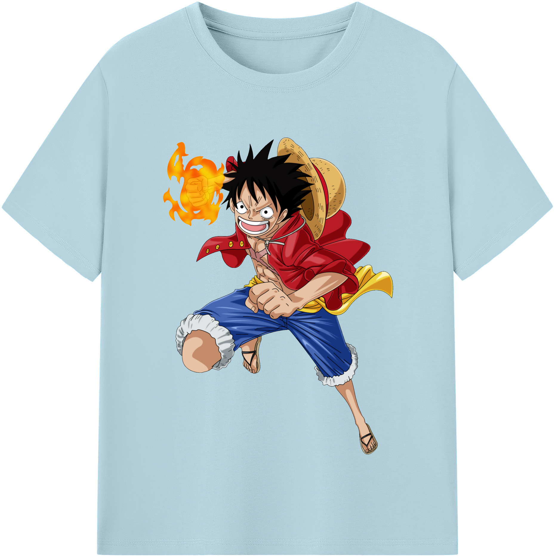 ワンピース モンキー・D・ルフィ ONE PIECE Monkey D. Luffy 綿100％半袖Tシャツ（フロントプリント）